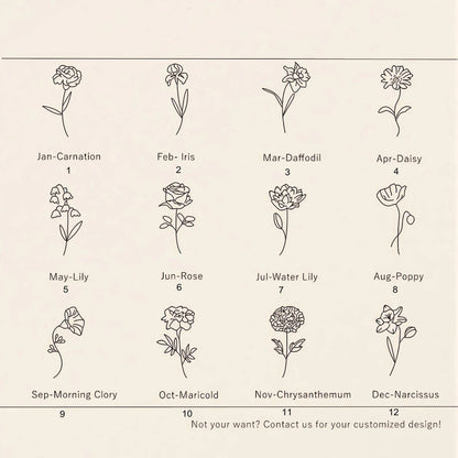 Halskæde med fødselsblomst og navn